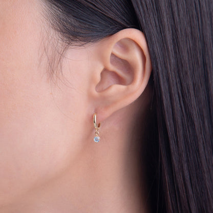 Gemstone Round Charm Hoops