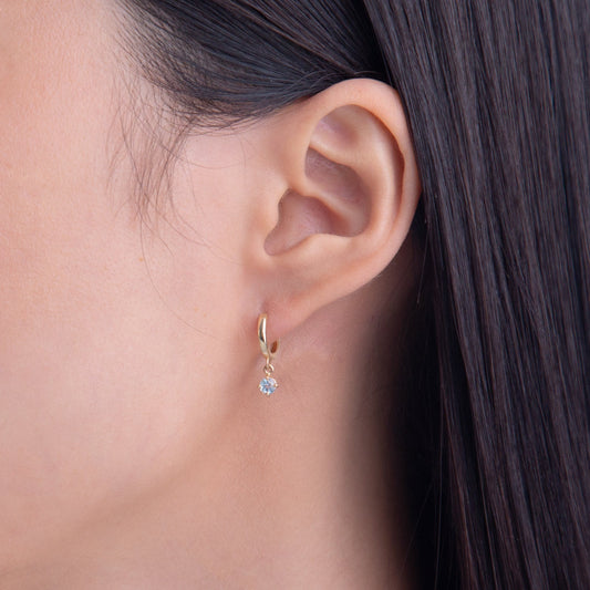 Gemstone Round Charm Hoops