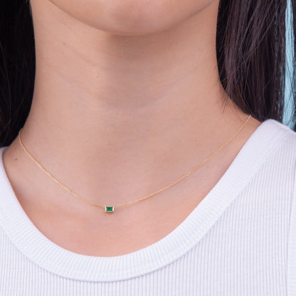 Gemstone Baguette Bezel Necklace