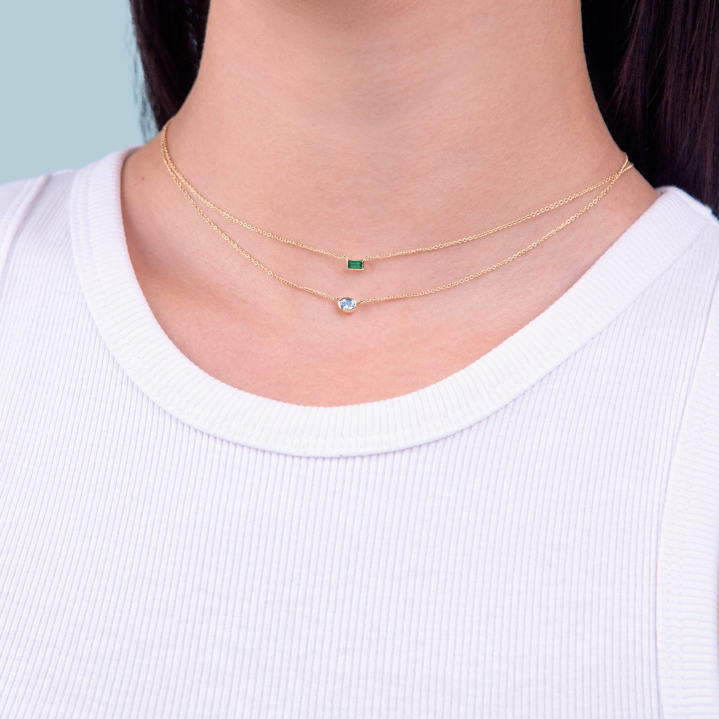 Gemstone Bezel Set Oval Necklace