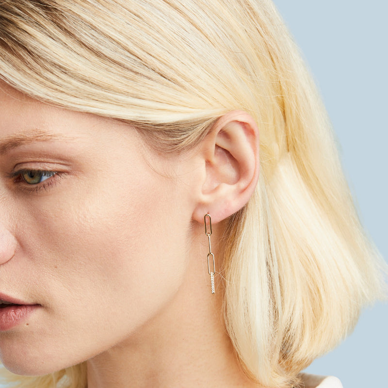 Pave Paperclip Earrings