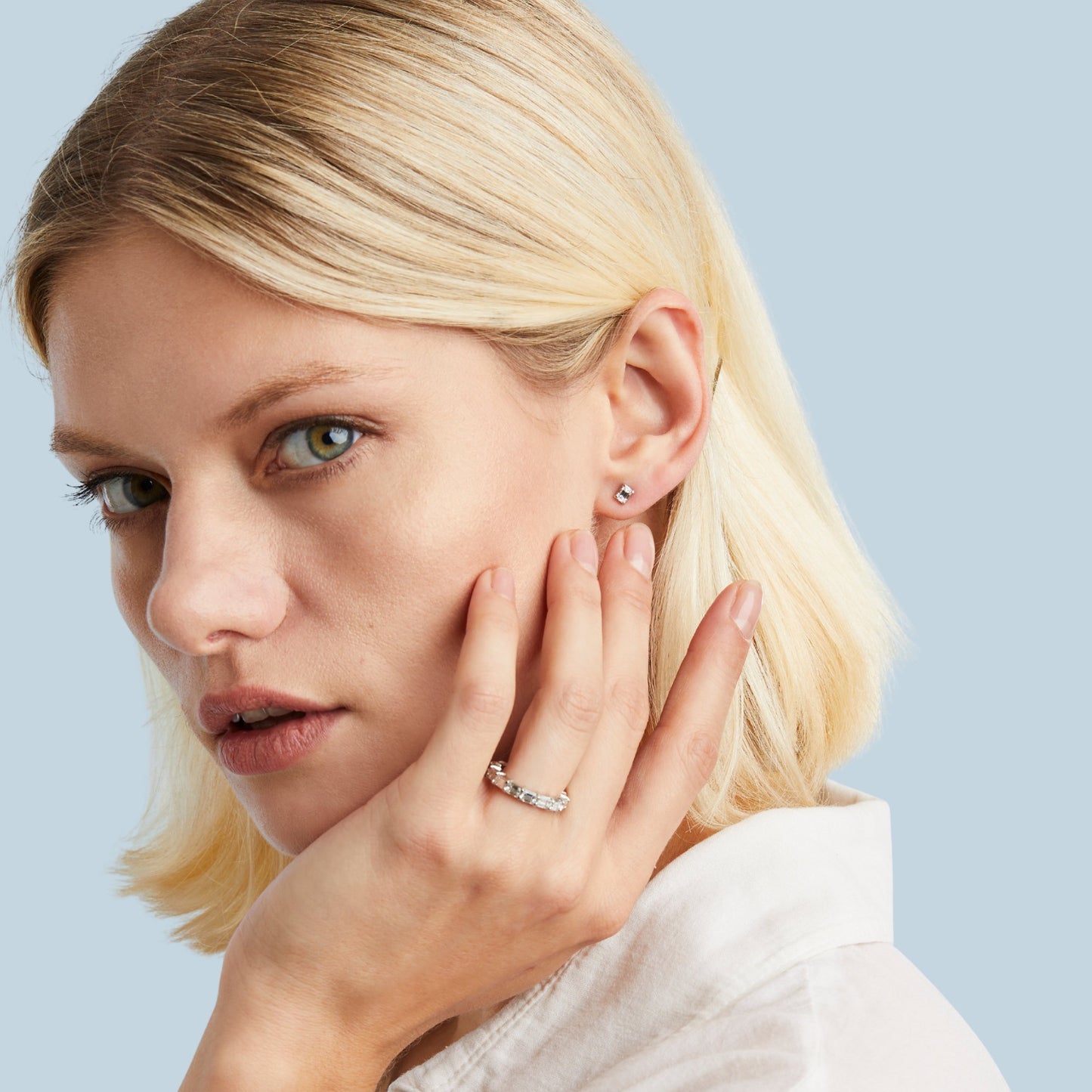 Emerald Cut Diamond Studs