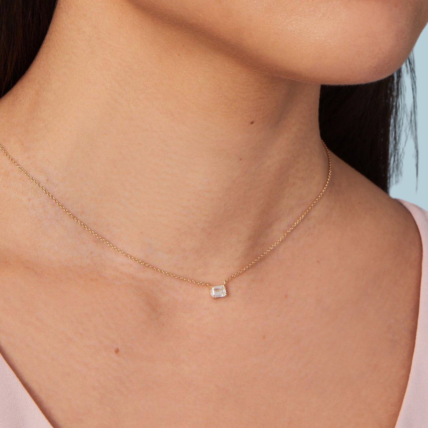 East West Emerald Cut Pendant