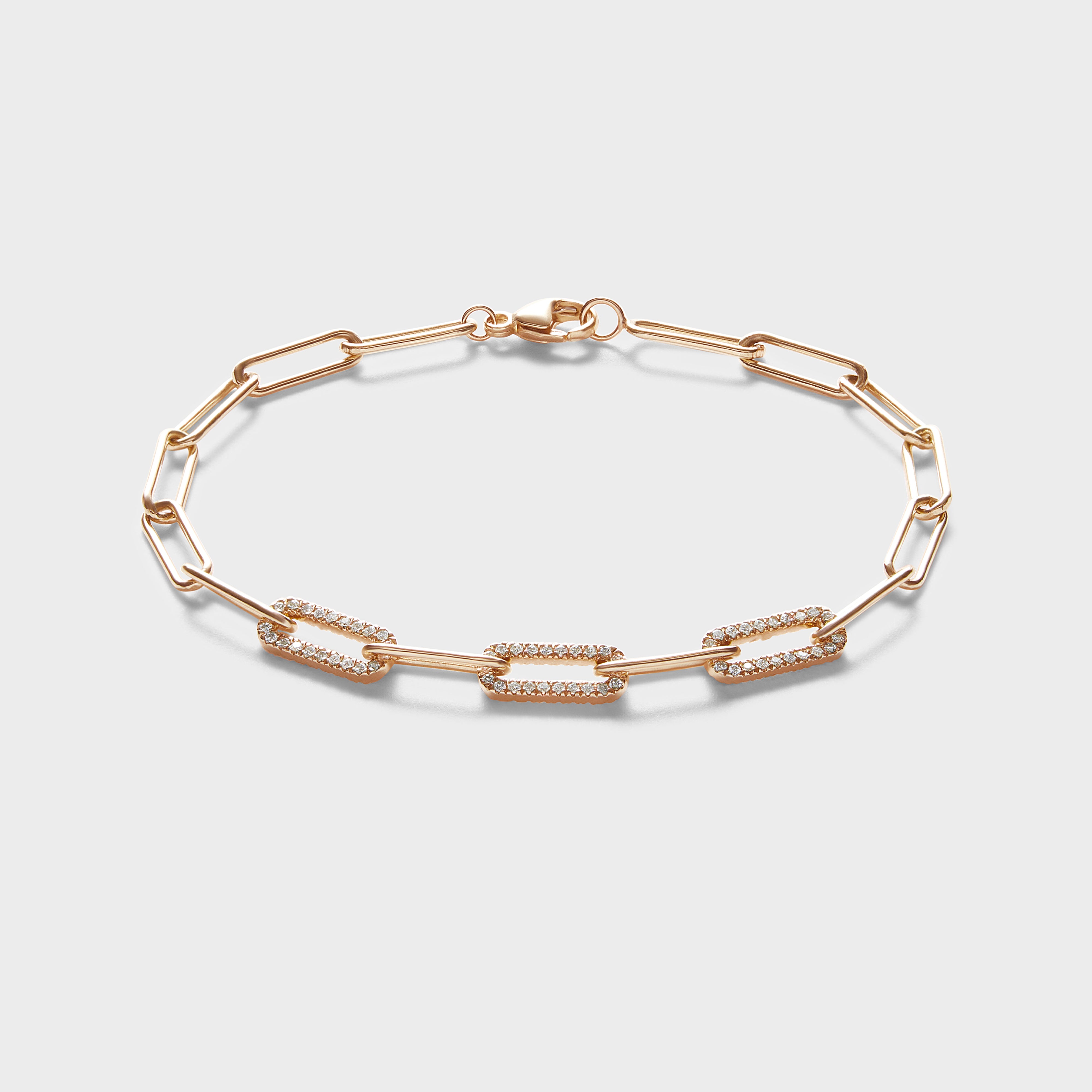 Diamond pave clasp double layer paperclip chain bracelet // 14k gold fill +  oxidized sterling — Rach B Jewelry