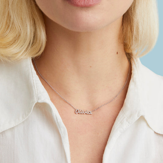 Pave Diamond Script Necklace
