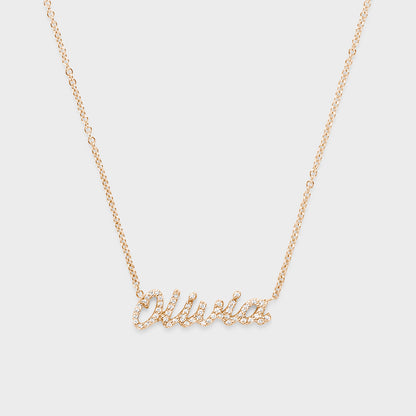 Pave Diamond Script Necklace