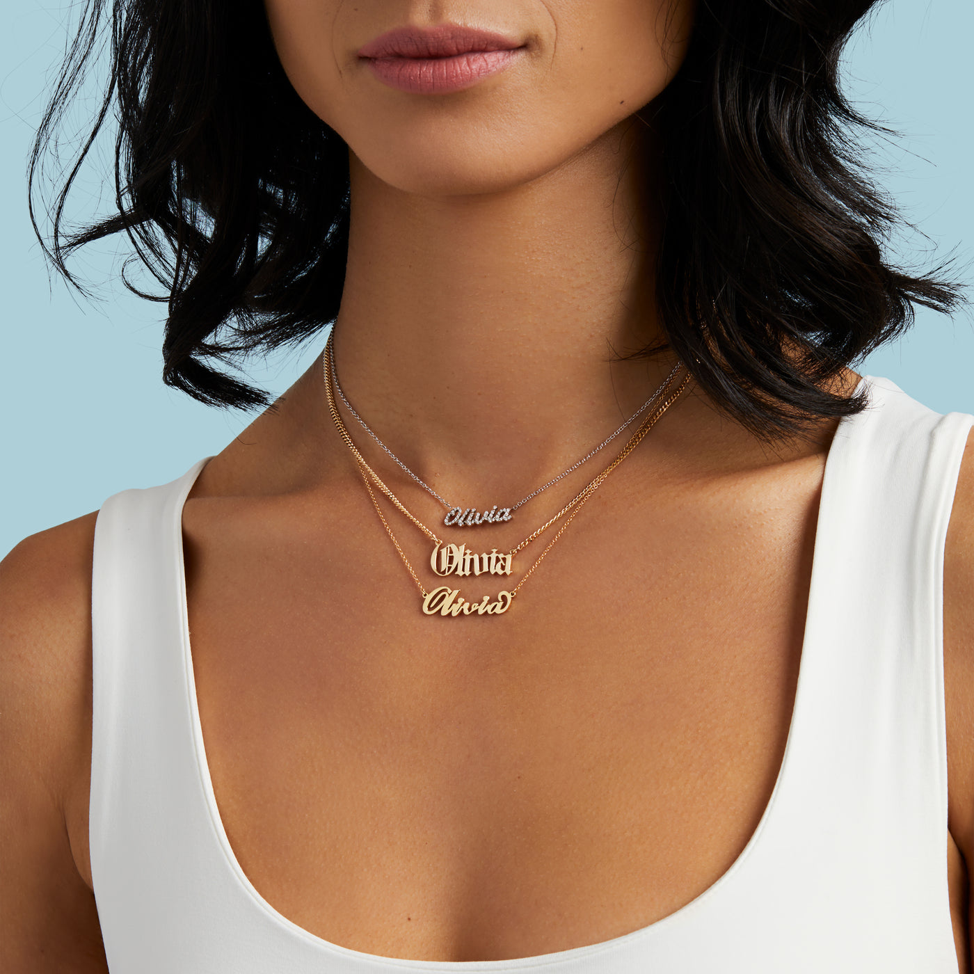 14K Gold and Diamonds Name Necklace - Monograms NYC