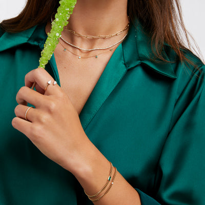 Gemstone Emerald Cut Chelsea Chain Bracelet