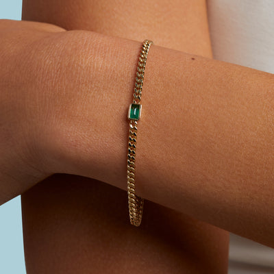 Gemstone Emerald Cut Chelsea Chain Bracelet